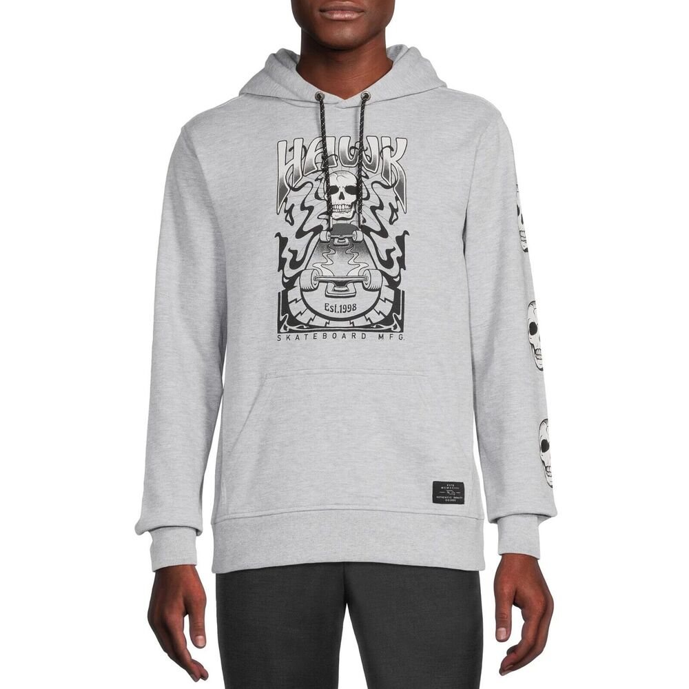 Tony Hawk Men’s Skulls Fleece Hoodie Sweatshirt, Size Large NEW Front Pocket